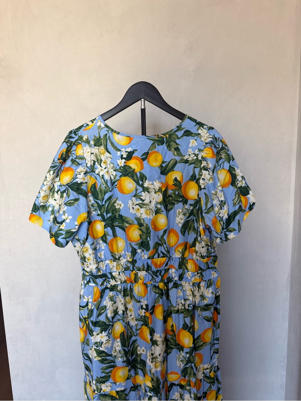Anthropologie Blue Maxi Dress with Yellow Lemon Print - Picture 4 of 4